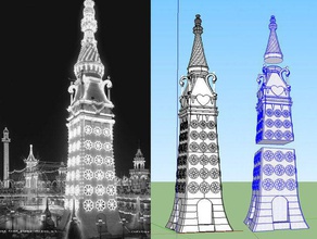 luna park elektrik Kulesi - coney ısland Oyun seti binalar yapılar mimarlık Adası ABD fantezi mimarisi newmuseumchallenge oyuncak 3d fredini eğlenceli minyatür model nyc taslak uzun boylu 3d print model - Mito3D