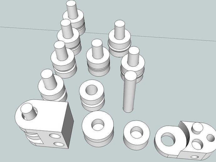 wire guide spindlesrollers 2 part mount parts sketchup 3D print model - Mito3D