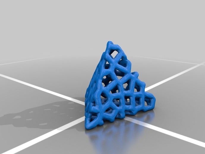 voronoi-tesselated tetrahedron math art object 3D print model - Mito3D