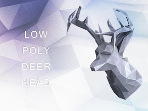 geometric low poly deer head sculptures lowpoly 3d print model - Mito3D
