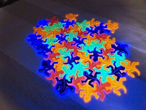 escher-style tessellating lizard 2d art acrylic laser lasercut cutter tesselating tesserae toy escher 3d print model - Mito3D
