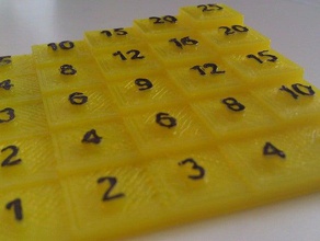 multiplication table 5x5 math customized 3d print model - Mito3D
