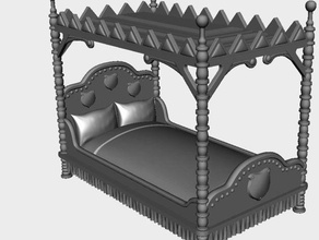cama con dosel otros casa de muñecas la fantasía muebles playset medieval 3d print model - Mito3D