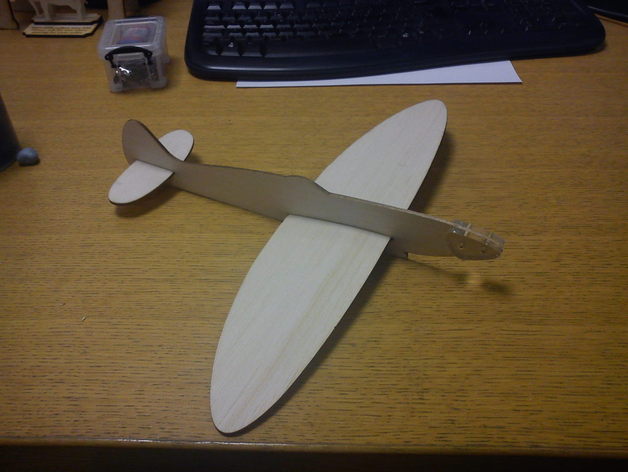 350 mm de envergadura balsa spitfire planeador otros el acrílico avión plano láser lasercut lasercutting cortadora juguete la madera 3D print model - Mito3D