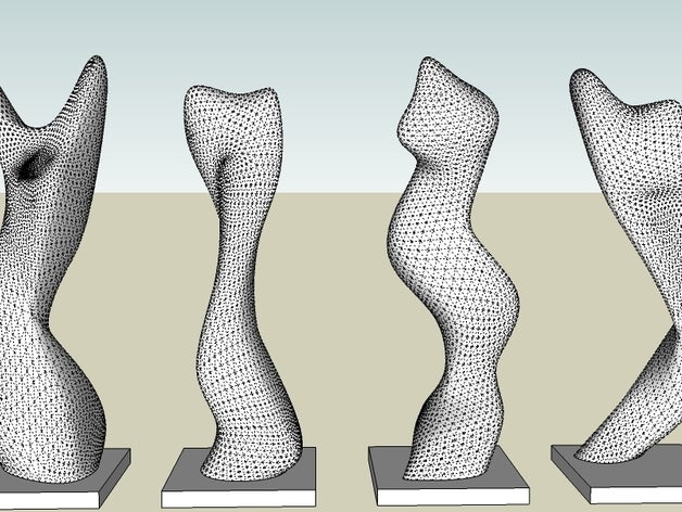 four pieces sculptures 3dbcmodelgarden 3D print model - Mito3D