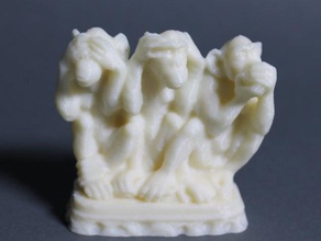 três macacos sábios esculturas 3d print model - Mito3D