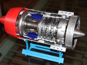 low-bypass turbofan jet engine engineering 3d print model - Mito3D