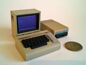 mini commodore c64 1541 disk drive now 1702 monitor toys games 1980s 8bit caricature computer cute geek geeky home model nerd nerdy retro scale 3d print model - Mito3D