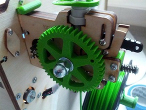 ultimaker extruder gear upgrade bigger hex nut hole 3d printer parts drop feeder replacement wheel 3d print model - Mito3D