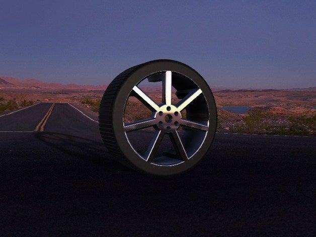 7spoke car tire other 3d autodesk inventor model rim seven toy wheel 3D print model - Mito3D