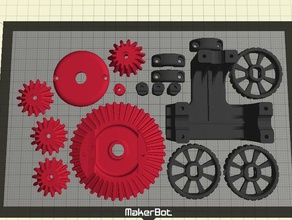 dualstrusion differential remixed lazy engineering gear 3d print model - Mito3D