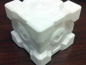 extra printable companion cube video games aperture fablicator labs portal solidworks weighted 3d print model - Mito3D