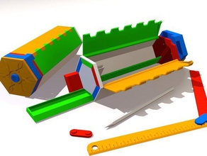 puzzle-case learning backtoschool pen pencil case ruler 3d print model - Mito3D