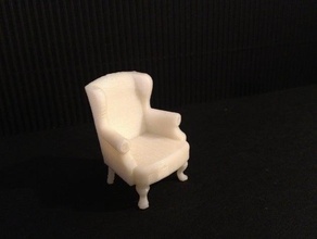 miniature queen anne wingback chair other 1to24scale dollhouse furniture playset toscale 3d print model - Mito3D
