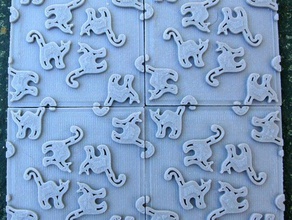 two cat tiles math art openscad plane group wallpaper 3d print model - Mito3D