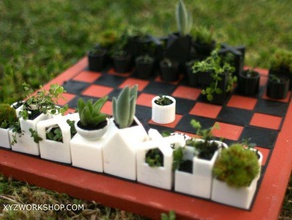 micro planter chess set competition grass green 3d print model - Mito3D