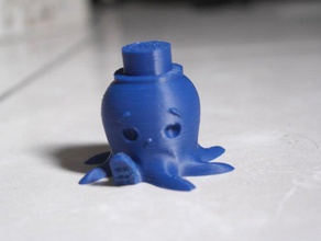 cute octopus says hello top hat animals octopi octupus remix 3d print model - Mito3D