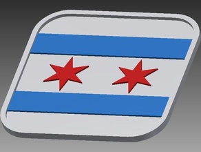 2-star chicago flag coaster household beer beverage coffee table coke containers illinois kitchen pop soda stars stripes 3d print model - Mito3D