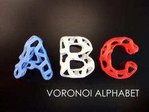 voronoi alphabet complete math art characters letter letters sign signing typeface 3d print model - Mito3D