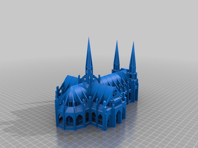 gothic cathedral single platform buildings structures 3D print model - Mito3D