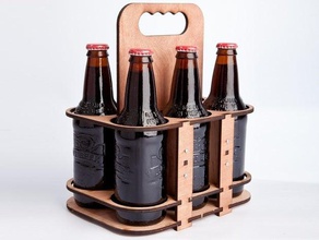 6 packer mutfak yemek bira düz paketi cam şişe ıbc lazer lasercut parametrik ahşap sahip TIFF flatpack kjlkj openscad 3d print model - Mito3D