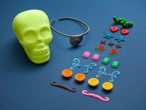 skull playset toys games diamond emerald eye patch faberdashery filigree halloween heart marigold moustache rose ruby skeleton skelly star stitches worm 3d print model - Mito3D