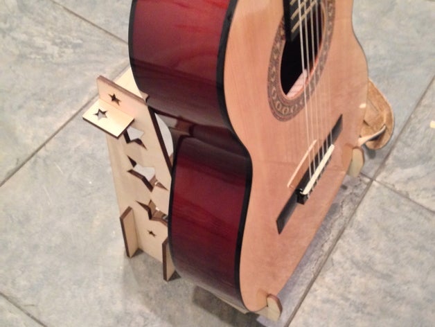 corte a laser guitarra stand 34 tamanho violão decoração báltico bétula instrumento musical titular estrelas 3D print model - Mito3D