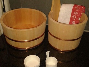 japanese onsen buckets bathroom bathing hot spring 3d print model - Mito3D