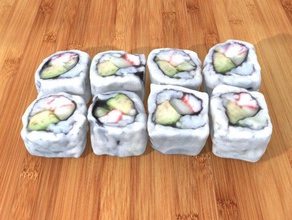 digital sushi andere Aal Essen Ingwer roll Garnelen 3d print model - Mito3D