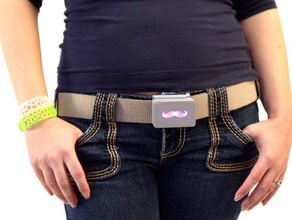 led buckle fashion belt hipster mustache wearable 3d print model - Mito3D
