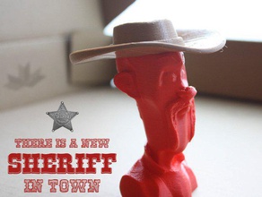 cowboy bust hat people colorfabb hihaa sheriff wild west 3d print model - Mito3D