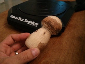 torneadas em madeira de cogumelo a arte ct-digitador mão-crafted makerbotdigitizer scan escultura virou 3d print model - Mito3D