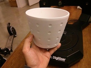digitized dimpled flower pot outdoor garden 3d scan ct-digitizer makerbotdigitizer vase 3d print model - Mito3D