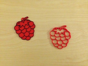 simple raspberry keychain keychains badge fruit makerbotornaments 3d print model - Mito3D