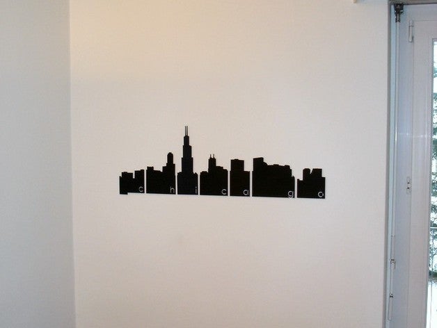 horizonte de chicago 2d art aliso planetario skyline centro la ciudad el estado illinois lasercut cortadora láser mural los vientos 3D print model - Mito3D