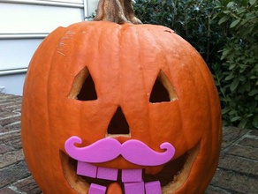 pumpkin moustache other halloween jack-o-lantern movember mustache 3d print model - Mito3D