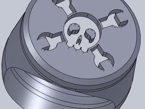 hack day logo ring rings crossbones hackaday skull 3d print model - Mito3D