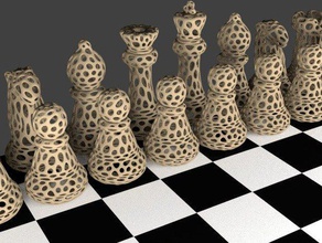 jogo de xadrez voronoi estilo 3d print model - Mito3D