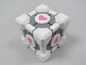 companion cube modular snap-together colorized games chell portal 2 snap-fit snap assemble valve 3d print model - Mito3D