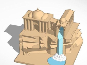 waterfall house sculptures 3d print model - Mito3D