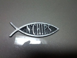 fish nchips bumper decal other darwin 3d print model - Mito3D