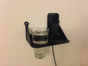 montado na parede de cabeceira, estante mesa cabeceira organização taça dock vidro titular telefone água 3d print model - Mito3D