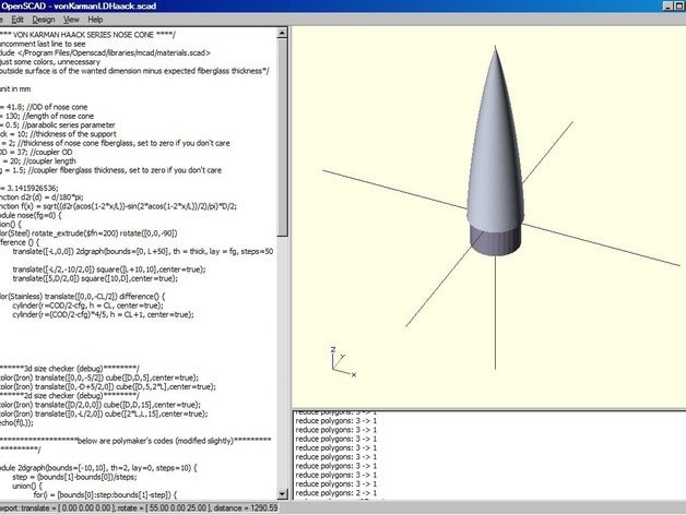 von karmanld haack series nose cone fiberglass template other 3d art experiment model openscad parametric rocket rocketry tip toy 3D print model - Mito3D