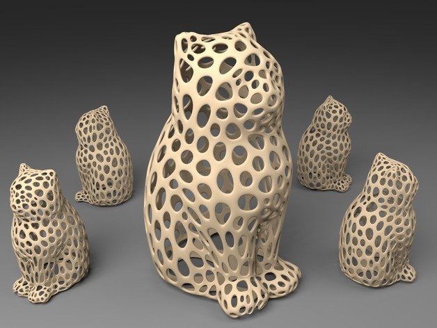laser cat voronoi stile sculture 3D print model - Mito3D