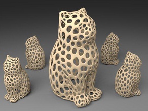 laser-Katze-voronoi-Stil Skulpturen 3d print model - Mito3D