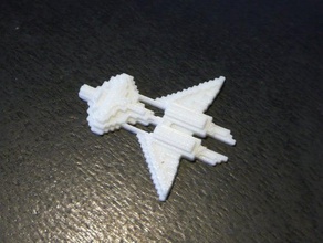 pixel spaceship video games 3d print model - Mito3D