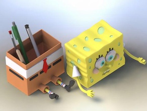 cute spongebob squarepants pen container 3d printing 3d print model - Mito3D