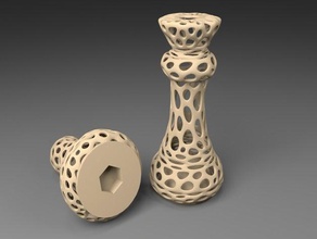m10 voronoi chess set inlets nuts 3d print model - Mito3D