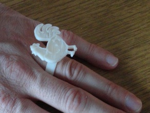 galo anel jóias arte 3d print model - Mito3D