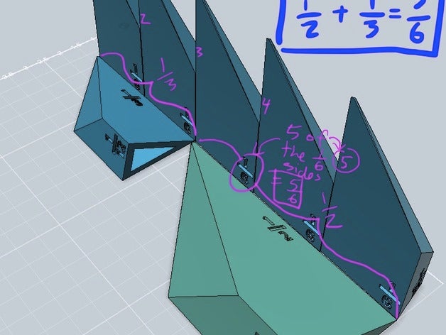 euclidea schegge frazione prisma di matematica manipolazione l'istruzione le frazioni apprendimento makerbotacademymath misurazioni rapporti 3D print model - Mito3D